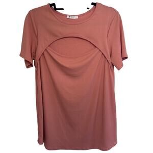 5/$25Womans BomBom pink ridged peekaboo tshirt size XL